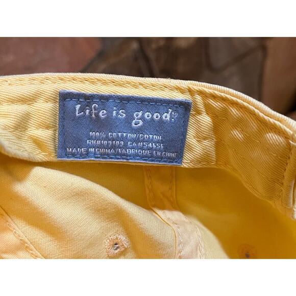 Life is Good Hat Cap Strapback Yellow Flip Flops Sandals Beach Gym Cap Outdoor - Picture 8 of 8